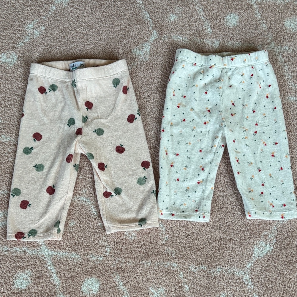 Baby Pants Set with Apple and Star Patterns